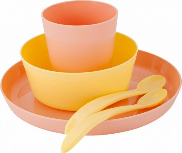 Set of children's dishes Lalababy Follow Me (plate, bowl, glass, 2 spoons) peach caramel LA160012040